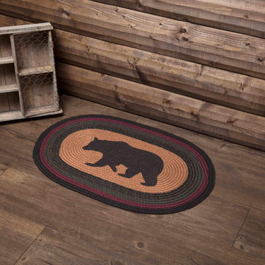 Wyatt Stenciled Bear Jute Braided Rug Oval w/ Pad 20
